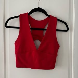 Red Aepebo Crop Lounge Bra Top Very Soft Racerback w Thick Straps